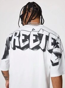 AXEPEAK Maglietta da uomo con collo tondo, vestibilità morbida e maniche corte, con stampa in inglese, adatta per l'estate, uscite, amici, stile streetwear