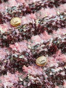 Maija Women's Two-Tone Front Button Elegant Skirt - Pink - View 10