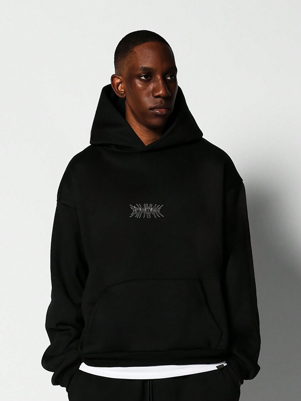 SUMWON Streetwear Oversized Premium Hoodie Ghost Print Statement Back Graphic Pullover Heavy Weight Fleece Sweatshirt Winter Fall Urban Casual
