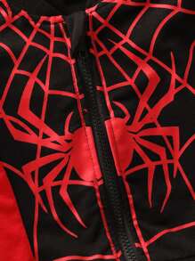 Chaqueta informal de contraste de color con estampado de araña para bebé niño, otoño
