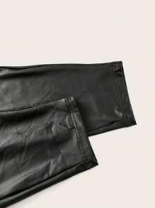 SHEIN EZwear Plus Size Women Black Leggings, Halloween Clothes, Halloween Curve - Black - View 3