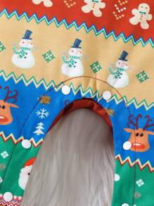 男婴秋冬圣诞节假期姜饼人、企鹅、圣诞老人全身印花连体衣，带灵活的裆部和肩部开口，家居服、派对装、圣诞宝宝。高品质选择 - 彩色 - 查看 7