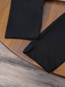 Sparklyn Tween Girl 优雅组合短裙，休闲时尚连体衣，适合春季、秋季、冬季、学校、度假 - 黑色 - 查看 5