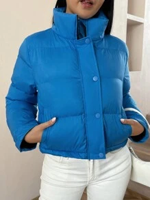 Chiquease 女士绗缝冬季服装夹棉加厚外套适合分层穿着 - 藍色 - 查看 5