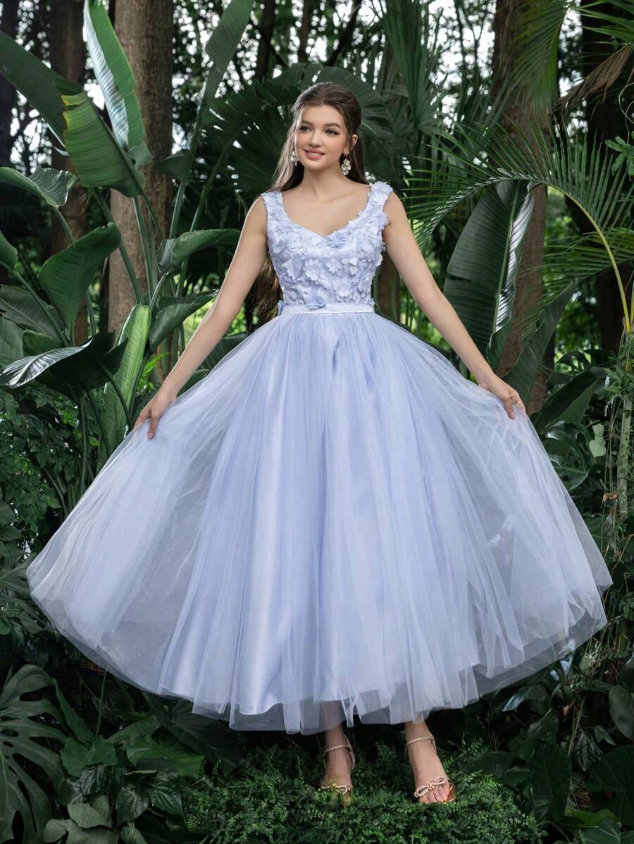 Váy dự tiệc đính cổ áo hình trái tim, thân váy bằng vải tuyn, hoàn hảo cho các sự kiện trở lại trường, tụ họp, khiêu vũ và cocktail, váy dạ hội bán trang trọng thanh lịch, cho sinh nhật, khách dự tiệc cưới, tiệc tốt nghiệp