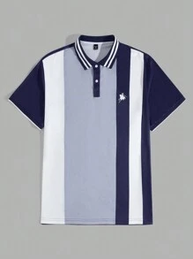 Manfinity Homme Herrenpolo-Hemd in Große Größen mit Blockstreifen, schlanke Passform Business-Lässig Design, für Ausgehen