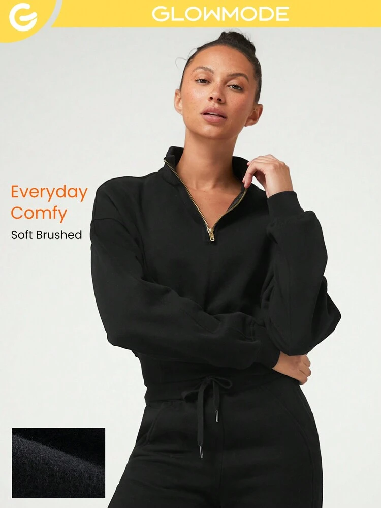 Everyday Fleece Stand-Up Collar Half-Zip Corset Long Sleeve Sweatshirt Daily Casual Fall Winter