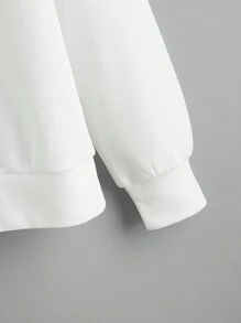 SHEIN LUNE Floral Print Pullover - White - View 4