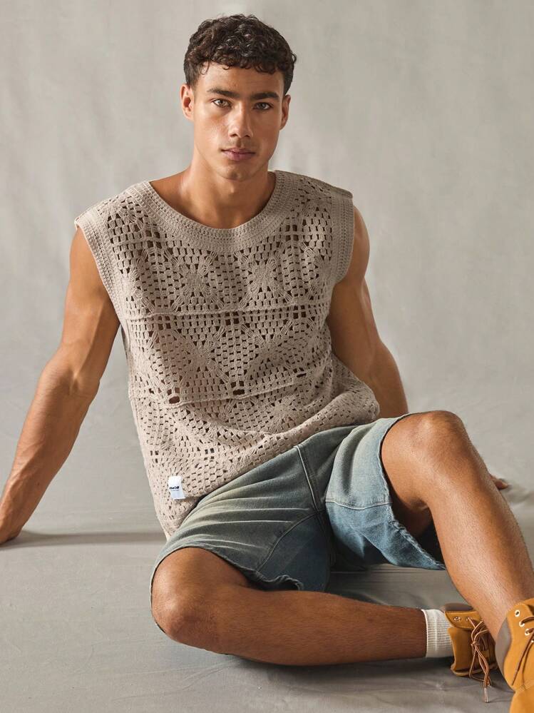 Manfinity VCAY Men's Fashionable Casual Sleeveless Knit Vest - Green - View 1