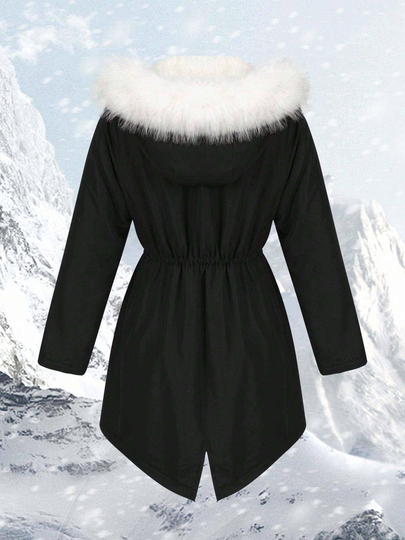 Chiquease معطف بكوله من الفرو، سميك وعادي مقنع ، م...