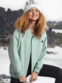 SHEIN Sports Chaqueta deportiva simple de manga larga con cremallera frontal lisa, de uso casual diario - verde menta - Ver 7