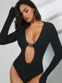 Hauture Bộ đồ liền thân có khóa cài cho nữ - màu đen - Xem 2