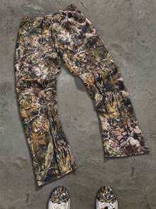 PAVTROS Manfinity Streetrush Men's Outdoor Allover Print Design Sweatpants, Going Out Long Street Wear Baggy Sweatpants, For Husband, Boyfriend Gifts - Multicolor - View 4