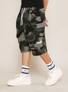SUMWON Tween 女童背心和迷彩工装裤 2 件套 - 軍綠色 - 查看 4