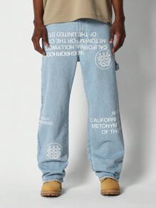 SUMWON Flare Fit Jean With Graphic - Blue - View 1