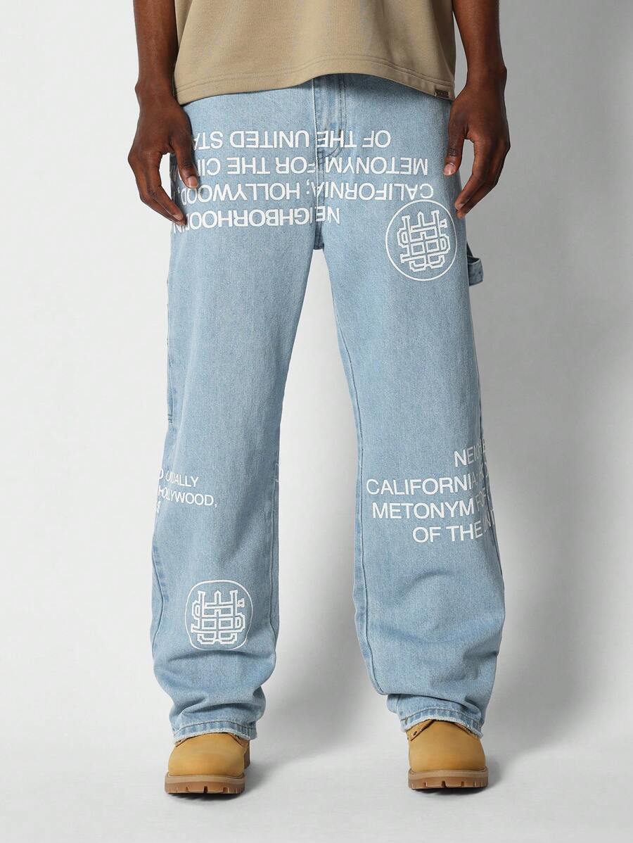 SUMWON Flare Fit Jean With Graphic - Blue - View 1