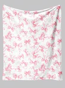 ROMWE Kawaii 1 pièce Couverture en peluche imprimée avec motif papillon rose romantique, couverture en polaire douce et chaude pour la décoration de la maison, le salon, le canapé, le fauteuil et la chambre à coucher