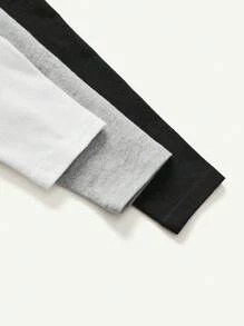 Cozy Pixies 3 件套女婴休闲纯色松紧腰紧身裤 - 黑與白 - 查看 5