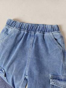 Baby Boys Fashionable Spring & Autumn Casual Denim Set - Medium Wash - View 5