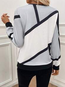 SHEIN LUNE Áo nỉ sọc caro nhiều màu thời trang đi làm thường ngày cho nữ có khóa kéo nửa thân - Nhiều màu - Xem 2