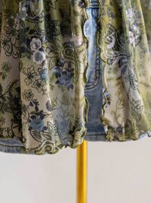 Soleia 女士蝴蝶结带印花喇叭袖超长短款上衣，适合海滩乡村音乐节度假 - 彩色 - 查看 5