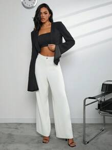 SHEIN Unity Cropped Slit Sleeve Jacket - Black - View 4
