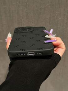 SV Pattern Studio 艺术家卡哇伊蝴蝶结印花可爱休闲黑色手机壳，节日，情人节