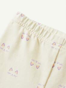 Cozy Pixies Set de haine de toamnă 2 bucăți pentru fetiță drăguță pisică grafică cu gât rotund și jambiere