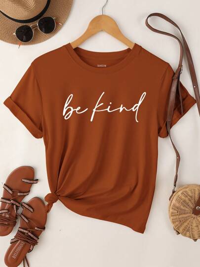 Chiquease Women's Casual Round Neck Simple Letter Printed Loose T-Shirt, Summer Graphic Tees Women Tops