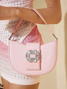 SHEIN BAE Rhinestone Decorated Fashionable Pink Handbag - Pink - View 6