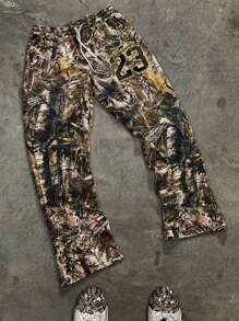 PAVTROS Manfinity Streetrush Men's Outdoor Allover Print Design Sweatpants, Going Out Long Street Wear Baggy Sweatpants, For Husband, Boyfriend Gifts - Multicolor - View 5