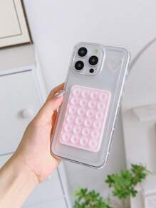 GIOIA TANG Funda de teléfono transparente con estampado de corazón de artista, ventosa para descompresión y superficie lisa para soporte de teléfono, compatible con Funda Apple, para días festivos, amor y San Valentín - Rosa - Ver 1