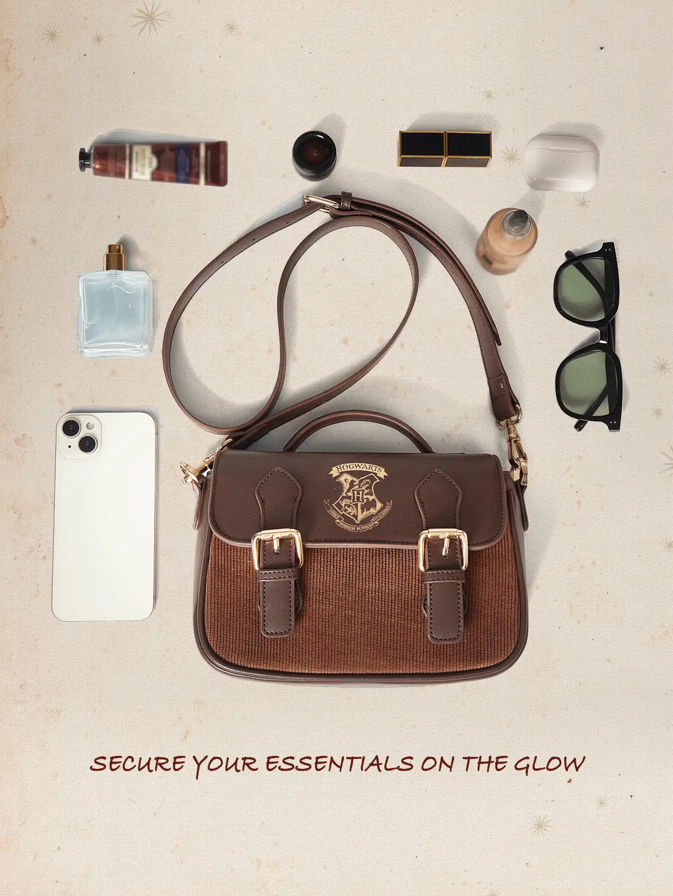 GLOWMODE GLOWMODE X HARRY POTTER 2.5L Hogwarts Badge Printed Crest Houndstooth Crossbody Adjustable Bag Daily Casual