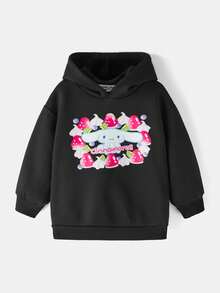 HELLO KITTY AND FRIENDS | SHEIN Sudadera informal de manga larga con estampado de dibujos animados para niña, adecuada para otoño e invierno - Negro - Ver 7