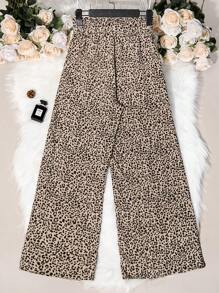 SHEIN LUNE 女式休闲豹纹图案长裤 - 彩色 - 查看 5