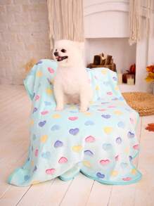 PETSIN Blue Heart Shaped Printed Cute Warm Pet Blanket - Multicolor - View 5