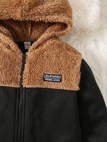 Conjunto de 2 piezas para niños y niñas pequeños con gorro de peluche lindo y parches, top de manga larga con cordón y pantalones, adecuado para la escuela, el jardín, la playa, cumpleaños, con forro polar grueso, para todas las estaciones - Multicolor - Ver 2