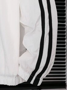 Tween Boys' Loose Casual Web Pattern Hooded Windbreaker - White - View 5