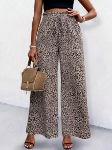 SHEIN LUNE 女式休闲豹纹图案长裤 - 彩色 - 查看 4