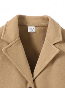 SHEIN 2 件套青少年男孩优雅通勤夹克和高领 T 恤，适合冬季时尚 - 棕色 - 查看 3