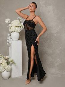 L'Amorae Butterfly Print Sleeveless Cami Dress - Black - View 8