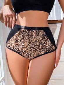 1 pièce Culotte à taille haute imprimé léopard pour femme