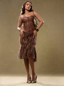 MUSERA Chân váy midi dệt kim dáng suông kiểu cổ điển, phong cách Ibiza, boho, mùa hè, gợi cảm, dễ thương, dự tiệc, lễ Phục sinh - Nhiều màu - Xem 3