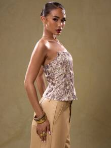 MUSERA Slangenhuidpatroon Bandeau Corset Top Ibiza Rave Boho