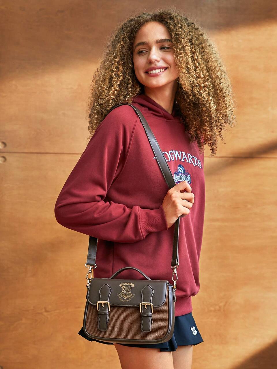 GLOWMODE X HARRY POTTER 2.5L Hogwarts Badge Printed Crest Houndstooth Crossbody Adjustable Bag Daily Casual