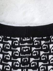 SHEIN 2pcs Baby Girls Houndstooth Sweater And Wide Leg Pants Set, Fashionable Knit Outfit For Fall/Winter - Multicolor - View 4