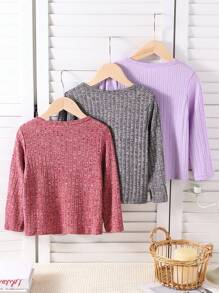 Bộ đồ lót giữ nhiệt nhiều lớp phong cách tối giản cho bé gái, tím nhạt, hồng nhạt và xám nhạt, kết hợp 3 màu - Nhiều màu - Xem 2