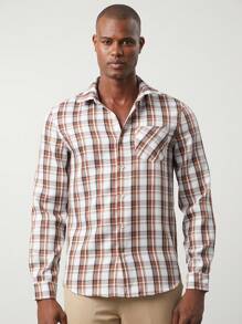 Mainfolk Men's Tailored Plaid Button-Down Long Sleeve Casual Shirt, Suitable For Autumn - Multicolor - View 7