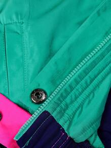 SHEIN Áo khoác thường ngày rộng rãi có ve áo màu tương phản cho bé gái - trắng - Xem 8