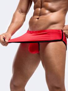男士性感袋装设计三角裤 - 紅色 - 查看 7